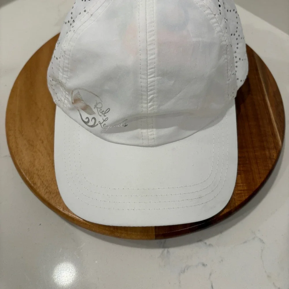 Reel Legends Baseball Cap Women White Perforated Performance Fishing Hat